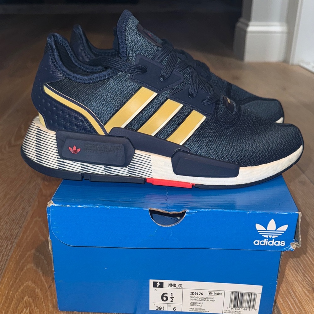 Adidas Dark Blue and Gold Athletic Shoes